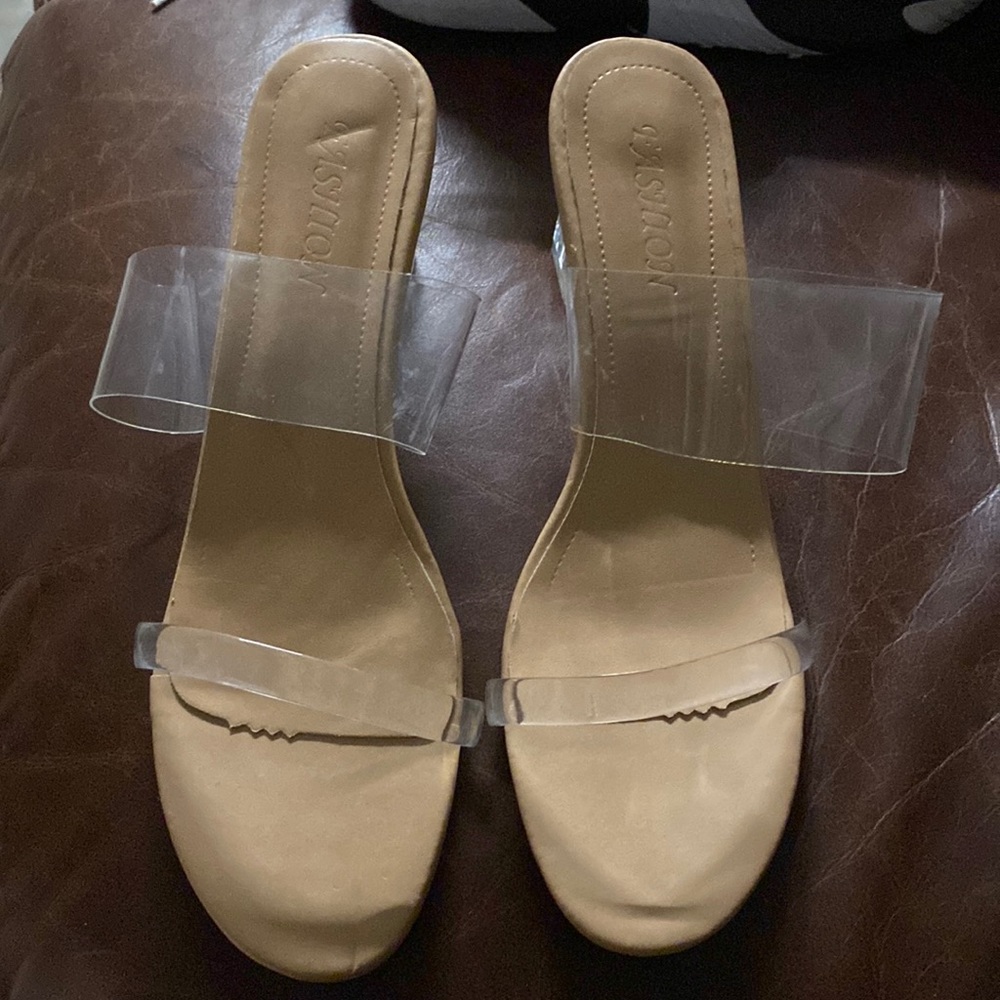 Clear and nude heels